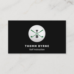 Golf Instructor Monogrammed Gold Ball Business Car Business Card