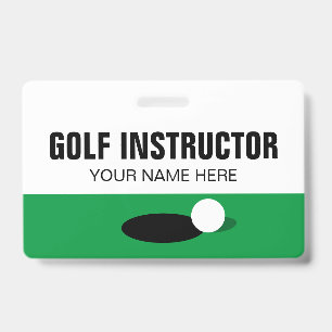 Golf Instructor name badge with clip or lanyard