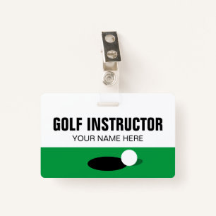 Golf Instructor name badge with clip or lanyard