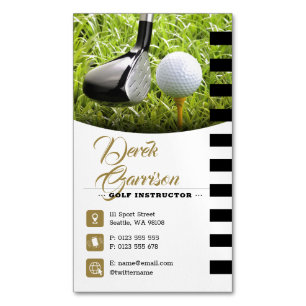 Golf Instructor   Professional Golf Lessons Gold Magnetic Business Card