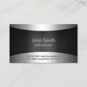 Golf Instructor Professional Leather & Metal Business Card