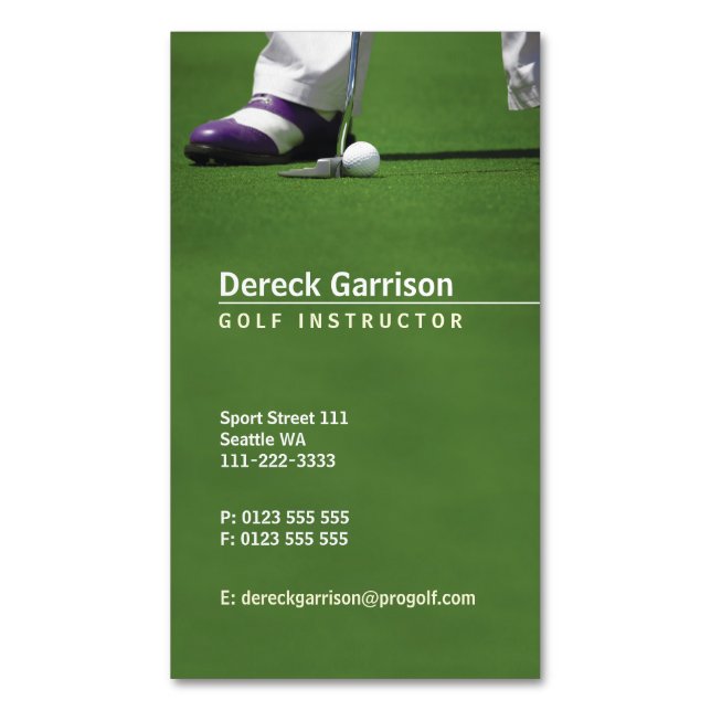 Golf Instructor | Professional Magnetic Business Card (Front Vertical)