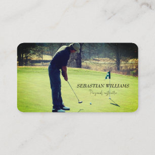 Golf Instructor QR code Black Professional Business Card