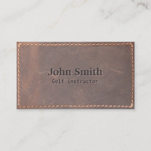 Golf Instructor Vintage Sewed Leather Business Card