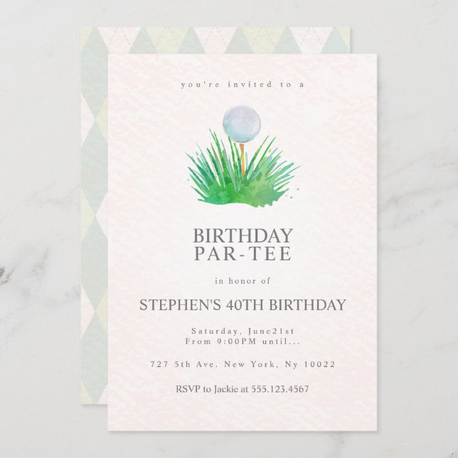 Golf Invitations de fête d'anniversaire (Devant / Derrière)