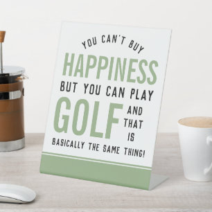 Golf is Happiness Funny Golf Lover Gifts Pedestal Sign