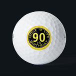 Golf is Life Customizable 90th Birthday Golf Ball<br><div class="desc">Simple round black tag with customizable background colour (here yellow) for your texts. Perfect for Grandpa birthday.</div>