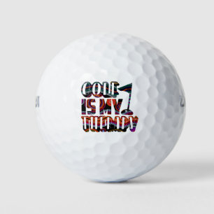 Golf Is My Therapy Funny Typography Sports Sayings Balls