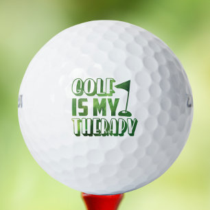 Golf Is My Therapy Funny Typography Sports Sayings Golf Balls