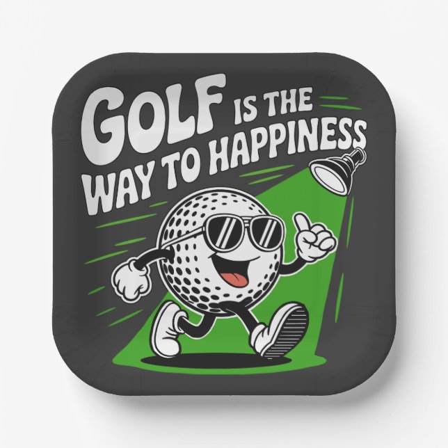 Golf is the way to happiness paper plate (Front)