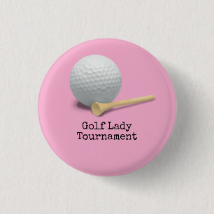 Golf isolated on pink background  lady tournament 1 inch round button