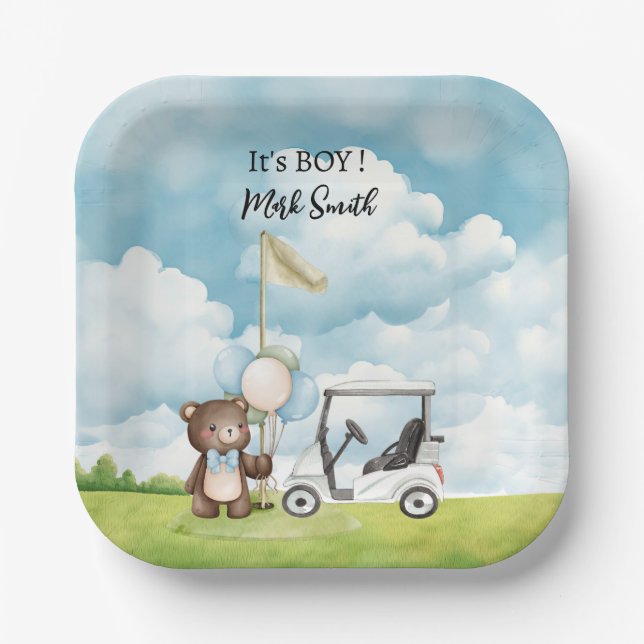 Golf  It's Boy for Baby Shower   Paper Plate (Front)