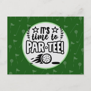 Golf it's time to par tee golfer party on green  postcard