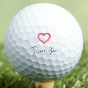 Golf Je t'aime coeur rouge Valentine's Day balles de go