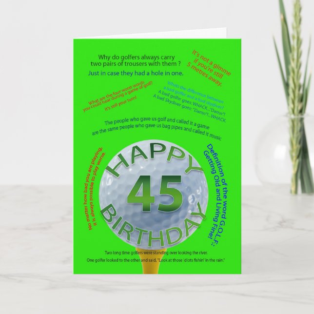 Golf Jokes birthday card for 45 year old (Front)