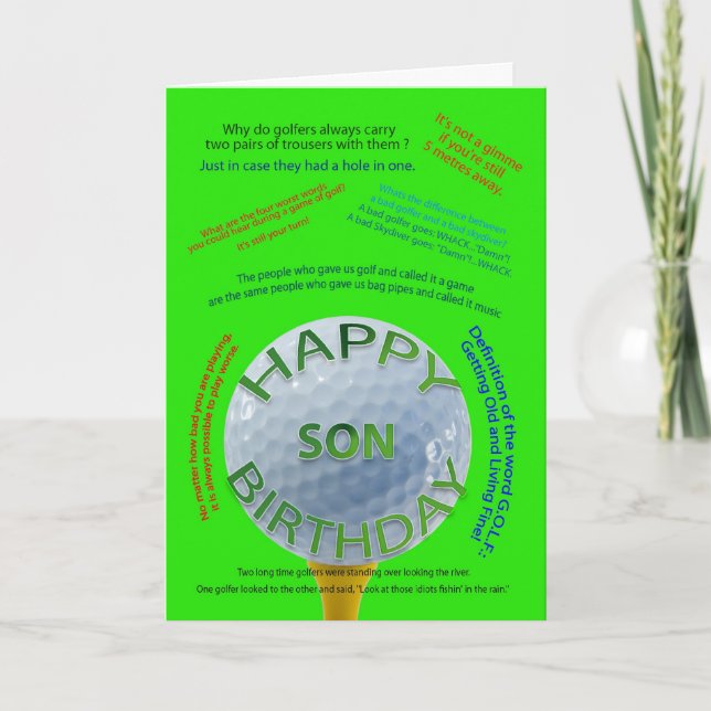 Golf Jokes birthday card for son (Front)