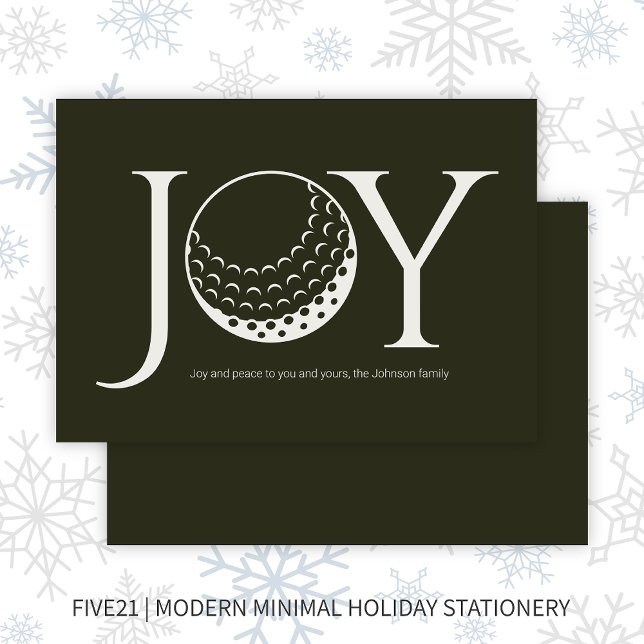 Golf Joy & Peace Dark Green Flat Christmas Holiday Card (Creator Uploaded)