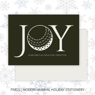 Golf Joy & Peace Dark Green Flat Christmas Holiday Card