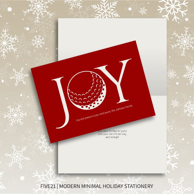 Golf Joy & Peace Red Folded Christmas Holiday Card (Creator Uploaded)