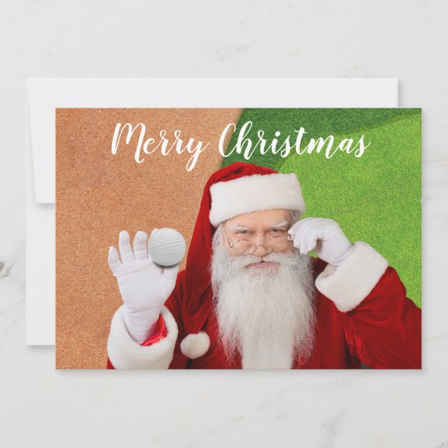 Golf Joyeuse carte de Noël au golfeur Père Noël (Devant)