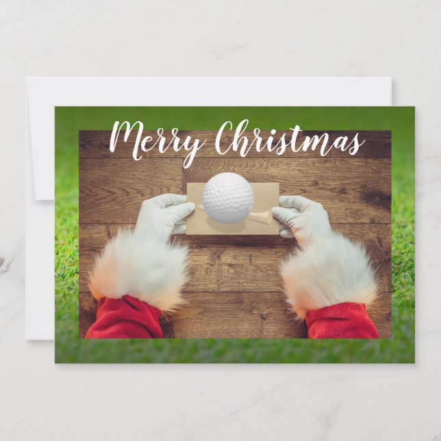 Golf Joyeuse carte de Noël au golfeur Père Noël (Devant)