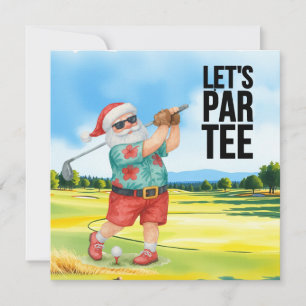Golf July Christmas with Santa Claus  Golfing Holiday Card