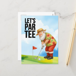 Golf July Christmas with Santa Claus Golfing Holiday Postcard