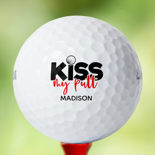Golf Kiss My Putt Funny Modern Personalized Name Balls