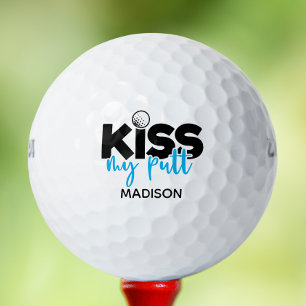 Golf Kiss My Putt Funny Modern Personalized Name Balls