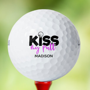 Golf Kiss My Putt Funny Modern Personalized Name Balls