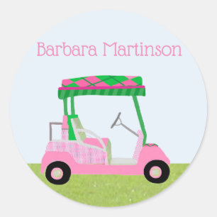 Golf Lady Theme Return Address  Classic Round Sticker