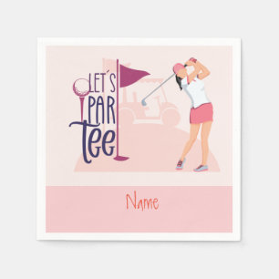 Golf Lady woman golfer pink theme Let Par Tee Napkin
