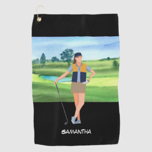 Golf Lady woman is golfing Towel