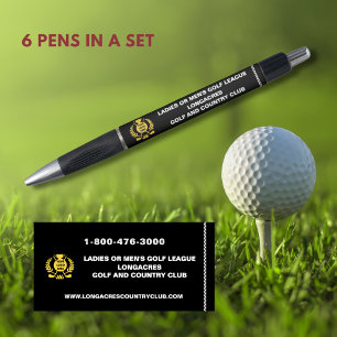 Golf League Logo Website Phone Black Gold  Pen