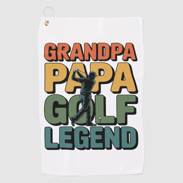 Golf Legend Grandpa Papa Golf Towel (Front)