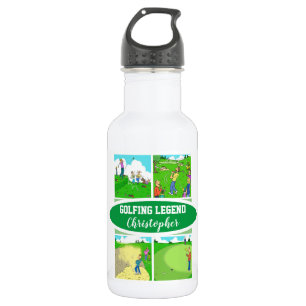 Golf Legend with 4 Funny Cartoons Golf 532 Ml Water Bottle