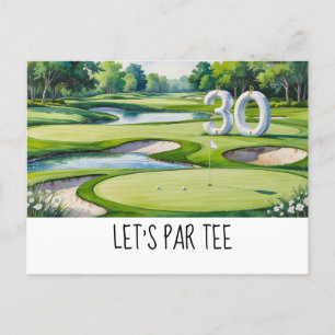 Golf Let’s Par tee  30th Birthday for golfer party Postcard