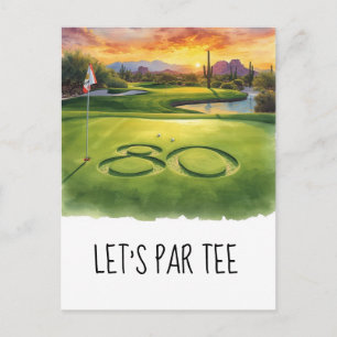 Golf Let’s Par tee 80th Birthday Party Postcard
