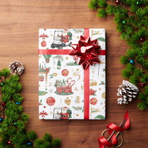 Golf “Let’s Par-Tee” Christmas Party Pattern Wrapping Paper