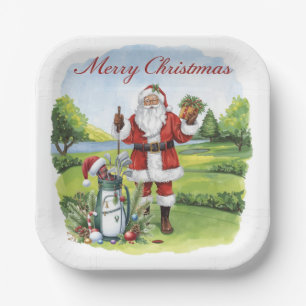 Golf Let’s Par tee Christmas Themed for Golfer Paper Plate