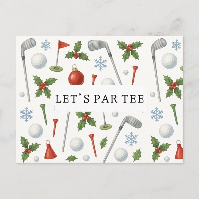 Golf Let’s Par tee golf CHRISTMAS Party for golfer Postcard (Front)