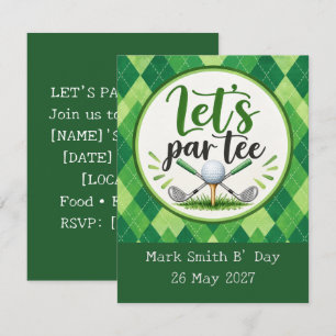 Golf Let’s Par Tee Green Argyle Invitation