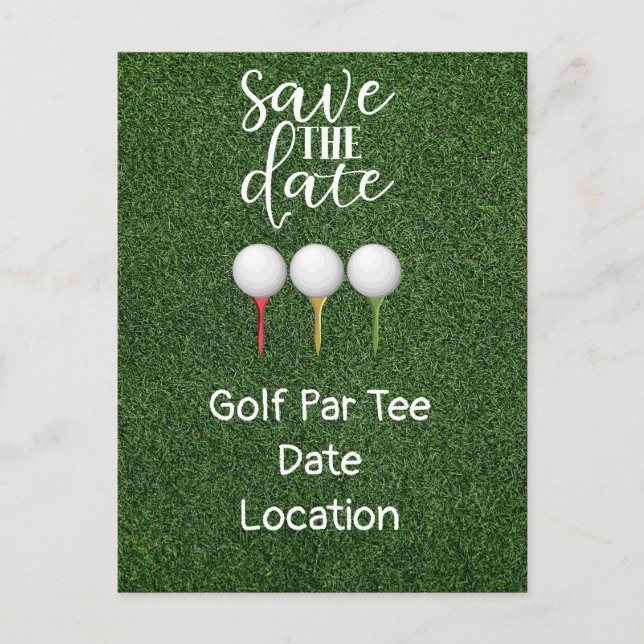 Golf Let’s Par tee with golf ball on tee  Invitation Postcard (Front)