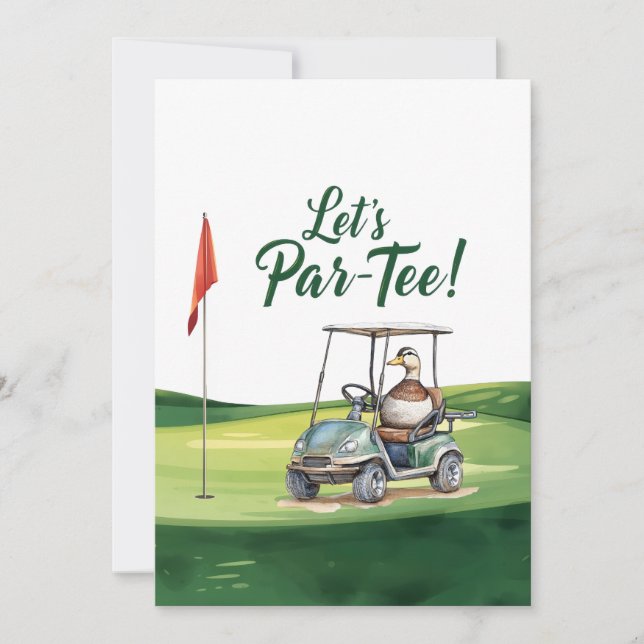 Golf Let’s Par tee with golf flag on green   Invitation (Front)
