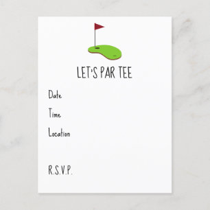 Golf Let’s Par tee with golf flag on green  Postcard