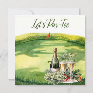 Golf Let’s Par tee with golf flag on green white Invitation