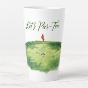 Golf Let’s Par tee with golf flag on green white  Latte Mug