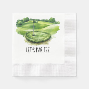 Golf Let’s Par tee with golf flag on green white  Napkin