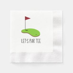 Golf Let’s Par tee with golf flag on green white  Napkin