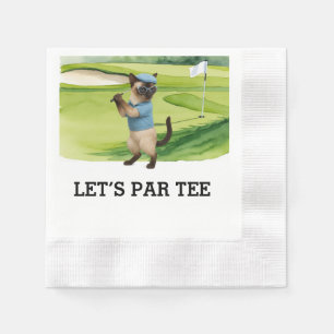 Golf Let’s Par tee with golf flag on green white Napkin